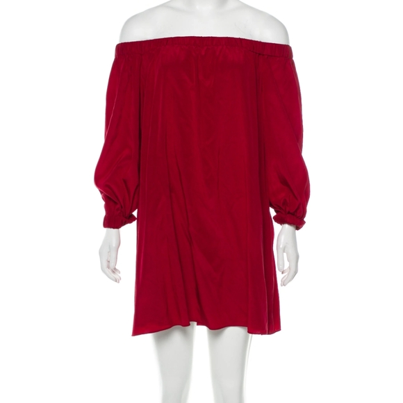 Alice + Olivia Off Shoulder Silk Dress - Picture 2 of 6